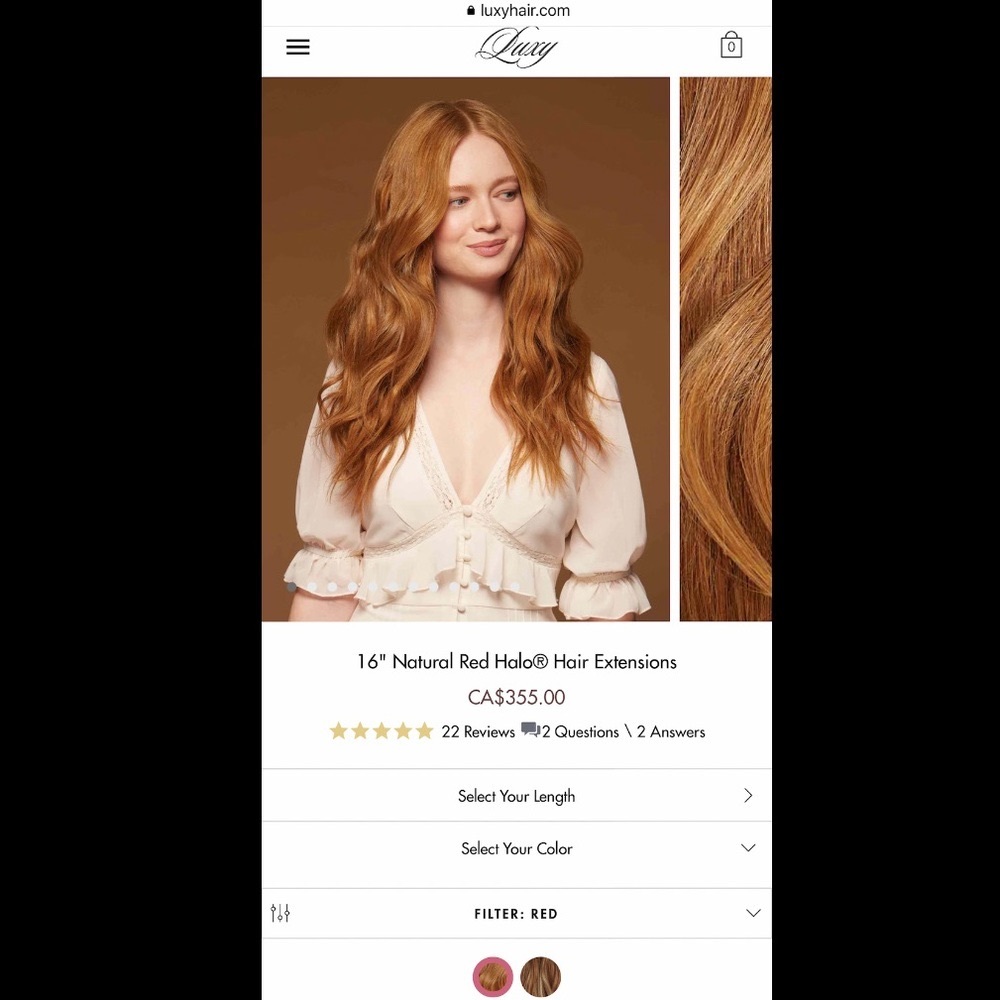 Remy Hair- 16" Natural Red Halo® Hair Extensions